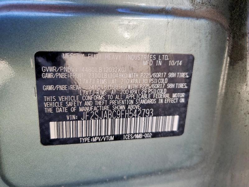 Aukcja sprzedaży 2015 Subaru Forester, vin: JF2SJABC9FH542793        , numer aukcji: 69135396