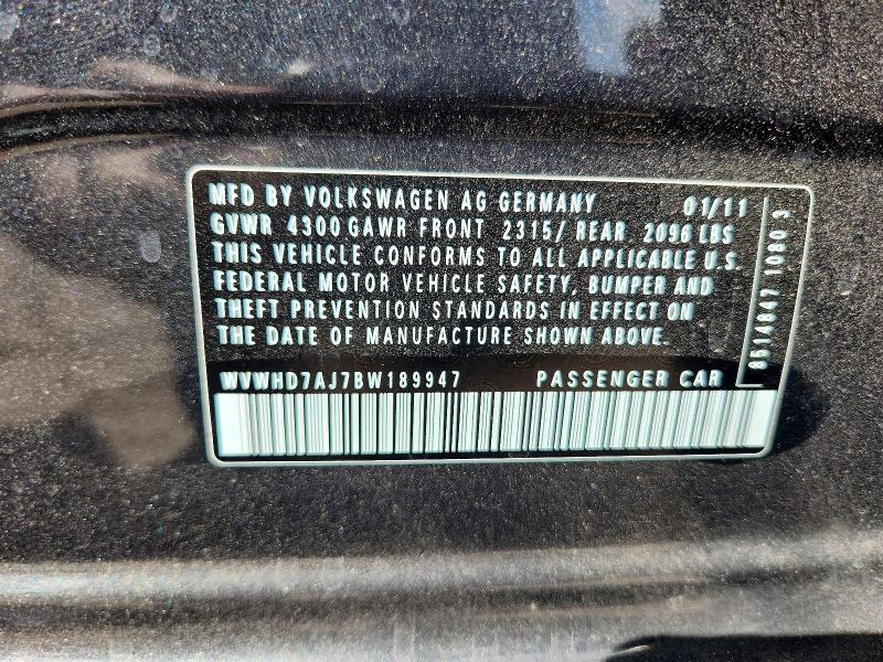 2011 Volkswagen Gti მანქანა იყიდება აუქციონზე, vin: WVWHD7AJ7BW189947, აუქციონის ნომერი: 69075876