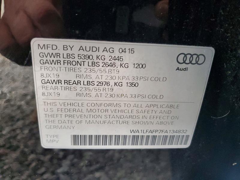 68637326 :رقم المزاد ، WA1LFAFP7FA134832 vin ، 2015 Audi Q5 مزاد بيع