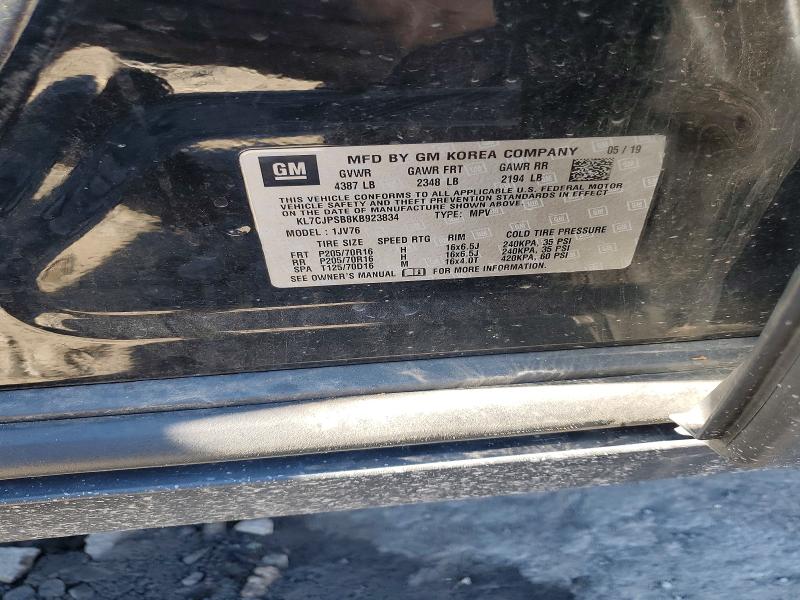 Auction sale of the 2019 Chevrolet Trax, vin: KL7CJPSB8KB923834        , lot number: 67961356