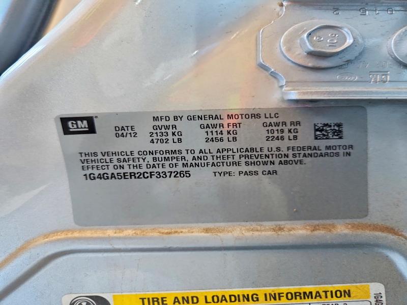 Продаж на аукціоні авто 2012 Buick Lacrosse, vin: 1G4GA5ER2CF337265, номер лоту: 69797496