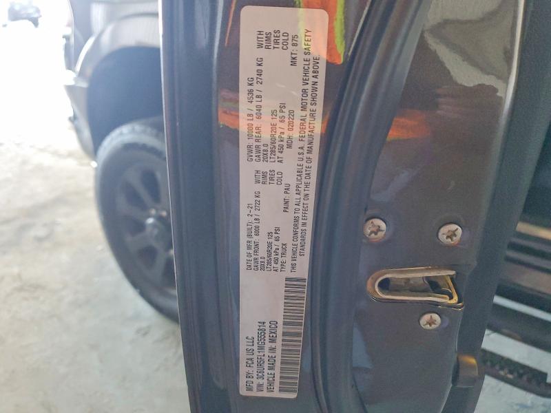 68066296 :رقم المزاد ، 3C6UR5FL1MG555814 vin ، 2021 Ram 2500 مزاد بيع