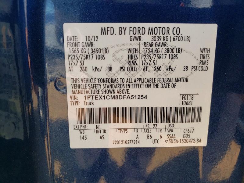 68739766 :رقم المزاد ، 1FTEX1CM8DFA51254 vin ، 2013 Ford F150 مزاد بيع