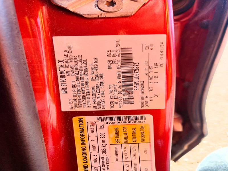 66539466 :رقم المزاد ، 3FA6P0LU0GR289921 vin ، 2016 Ford Fusion مزاد بيع