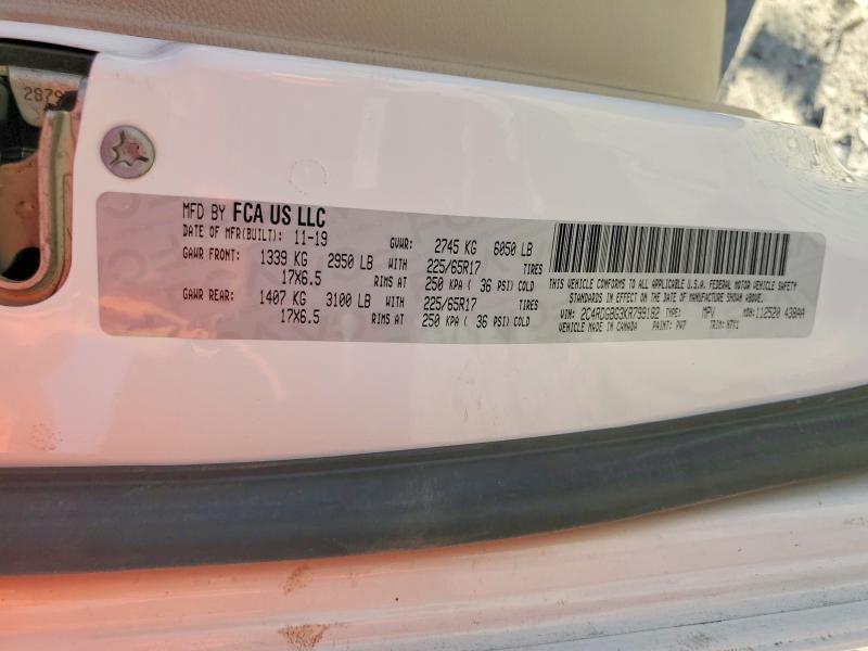 Auction sale of the 2019 Dodge Grand Caravan, vin: 2C4RDGBG3KR799182, lot number: 69400516