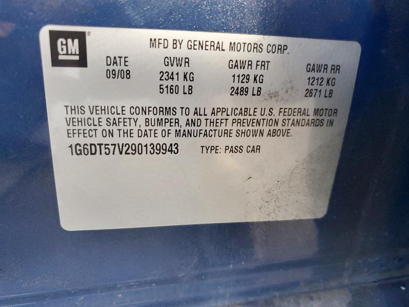 2009 Cadillac Cts მანქანა იყიდება აუქციონზე, vin: 1G6DT57V290139943        , აუქციონის ნომერი: 69062216