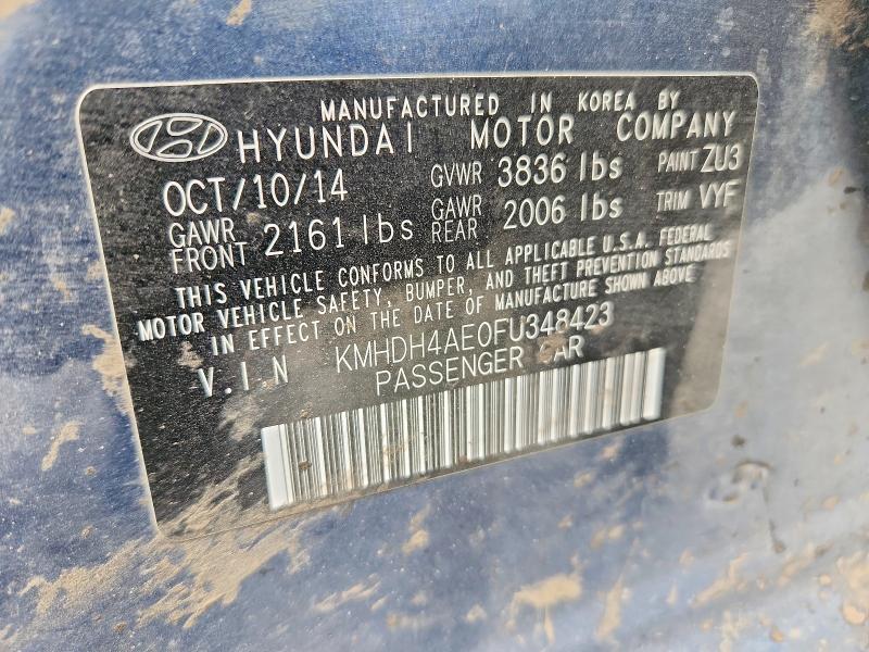 Продажа на аукционе авто 2015 Hyundai Elantra, vin: KMHDH4AE0FU348423, номер лота: 67193456