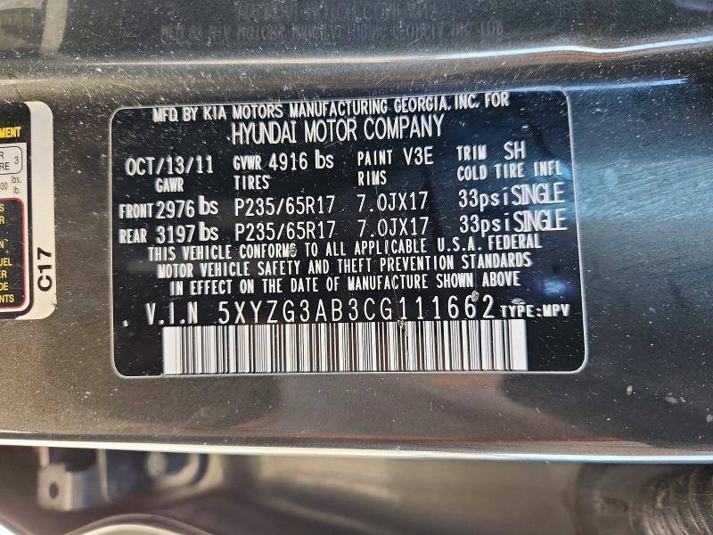 Aukcja sprzedaży 2012 Hyundai Santa Fe, vin: 5XYZG3AB3CG111662, numer aukcji: 68064866