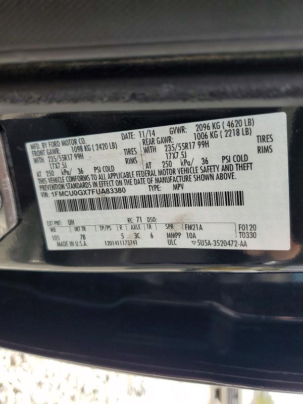 Продажа на аукционе авто 2015 Ford Escape, vin: 1FMCU0GX7FUA83380, номер лота: 70437316