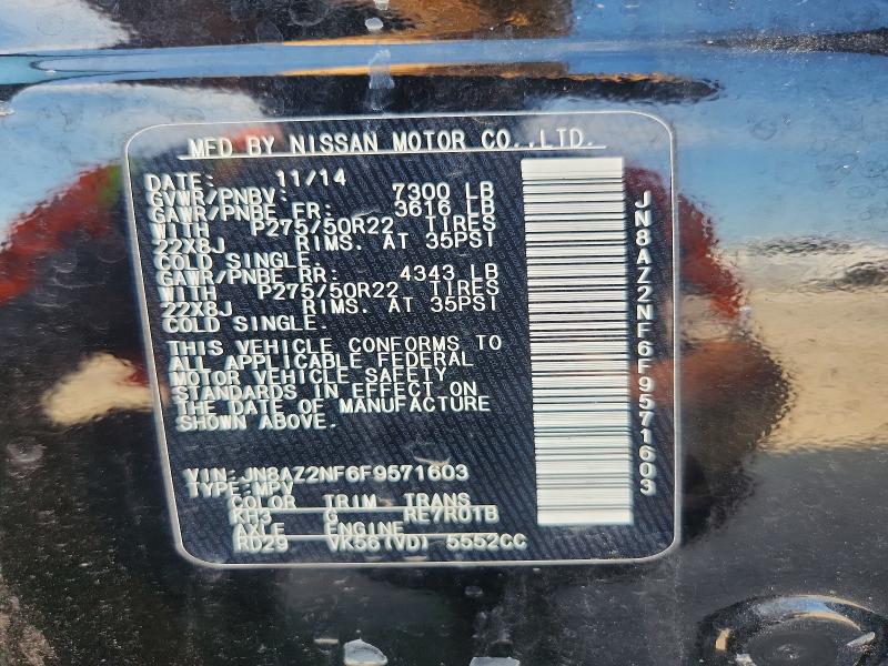 Aukcja sprzedaży 2015 Infiniti Qx80, vin: JN8AZ2NF6F9571603, numer aukcji: 70892896