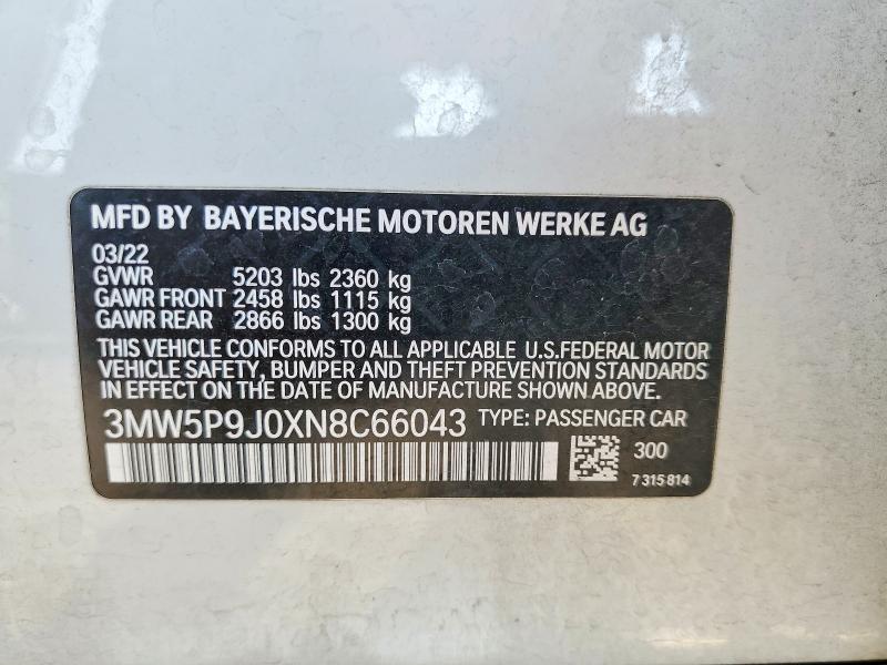 Продаж на аукціоні авто 2022 Bmw 330xe, vin: 3MW5P9J0XN8C66043, номер лоту: 67496506