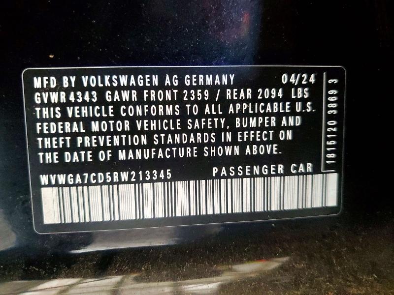 Aukcja sprzedaży 2024 Volkswagen Gti, vin: WVWGA7CD5RW213345, numer aukcji: 70302376