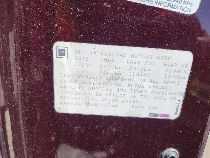 Aukcja sprzedaży 1994 Cadillac Deville, vin: 1G6KD52B6RU256256, numer aukcji: 69079916