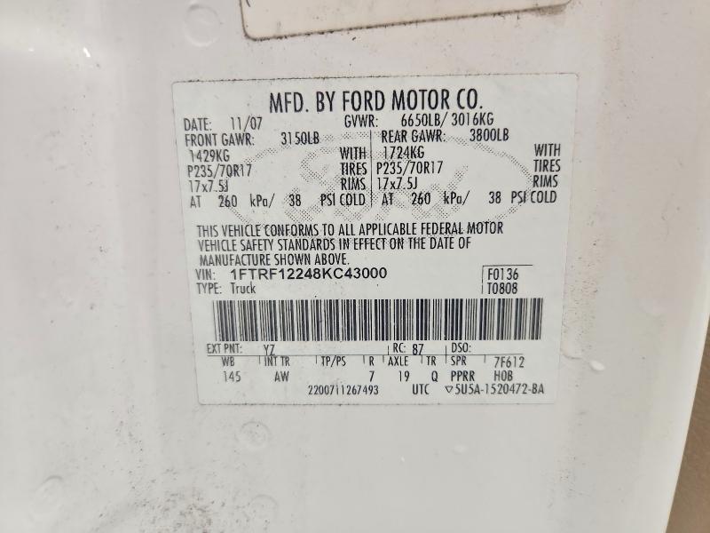 Aukcja sprzedaży 2008 Ford F150, vin: 1FTRF12248KC43000, numer aukcji: 69226286