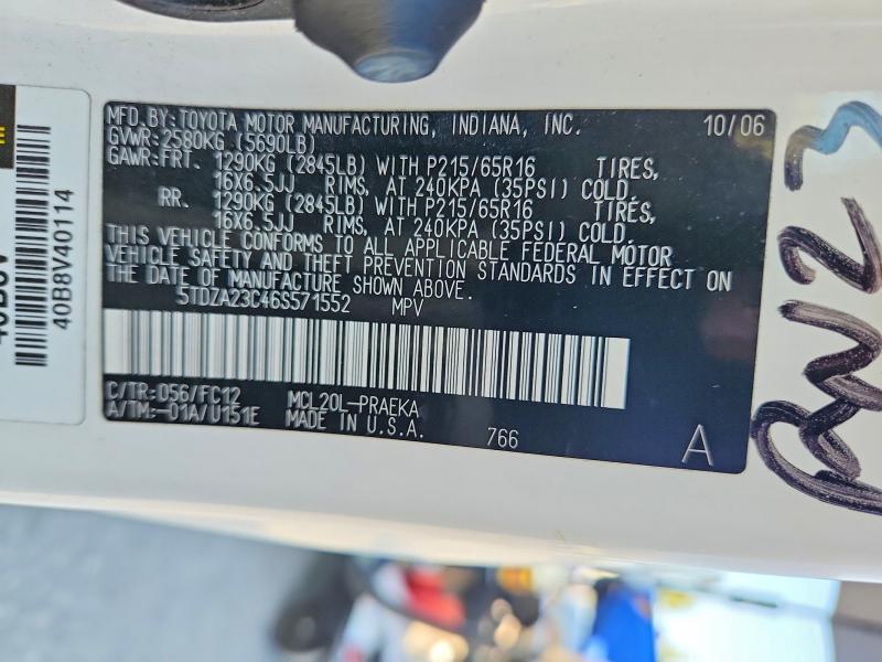 68688136 :رقم المزاد ، 5TDZA23C46S571552 vin ، 2006 Toyota Sienna مزاد بيع