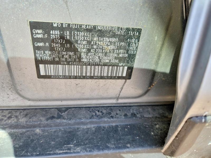 Продаж на аукціоні авто 2015 Subaru Outback, vin: 4S4BSBDC3F3257725, номер лоту: 67426046