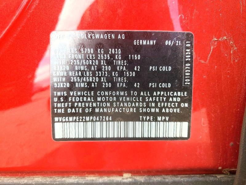 Aukcja sprzedaży 2021 Volkswagen Id.4, vin: WVGKMPE22MP047264, numer aukcji: 69920006