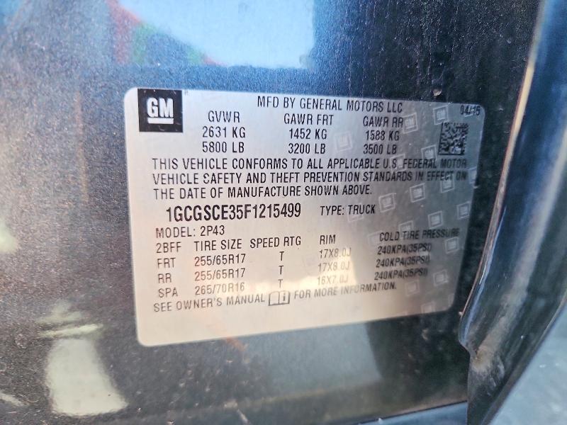 2015 Chevrolet Colorado მანქანა იყიდება აუქციონზე, vin: 1GCGSCE35F1215499, აუქციონის ნომერი: 66849916