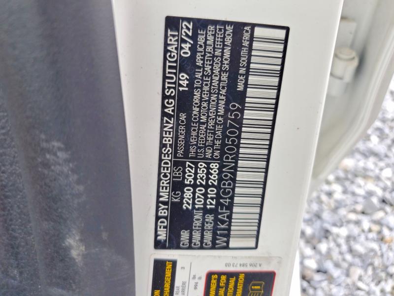 Aukcja sprzedaży 2022 Mercedes-benz C, vin: W1KAF4GB9NR050759, numer aukcji: 67395876