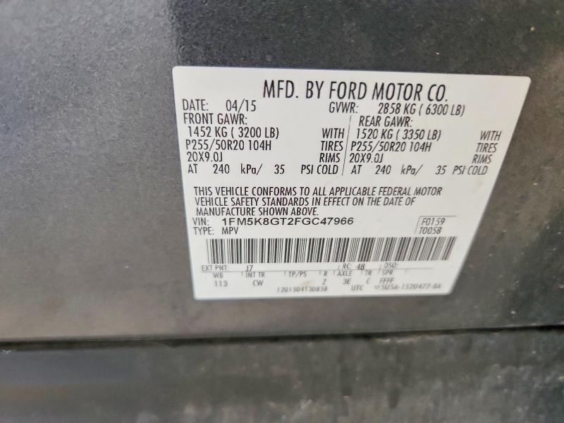 Продаж на аукціоні авто 2015 Ford Explorer, vin: 1FM5K8GT2FGC47966, номер лоту: 67986476