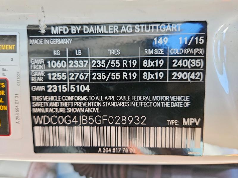 Aukcja sprzedaży 2016 Mercedes-benz Glc, vin: WDC0G4JB5GF028932, numer aukcji: 70717756