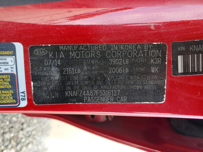 70922806 :رقم المزاد ، KNAFZ4A87F5316127 vin ، 2015 Kia Forte مزاد بيع