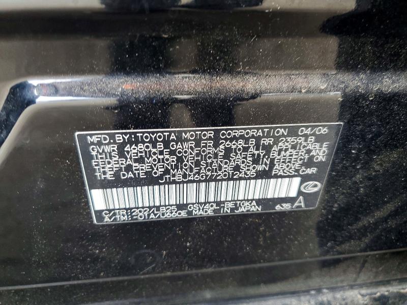 Продаж на аукціоні авто 2007 Lexus Es, vin: JTHBJ46G772012435, номер лоту: 68816256