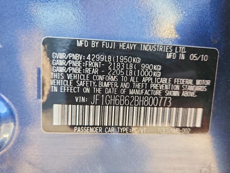 68034236 :رقم المزاد ، JF1GH6B62BH800773 vin ، 2011 Subaru Impreza مزاد بيع
