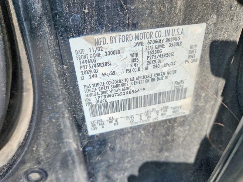 68221796 :رقم المزاد ، 1FTRW07323KB56619 vin ، 2003 Ford F150 مزاد بيع