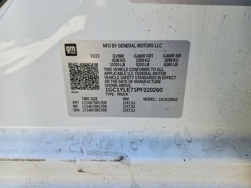 2023 Chevrolet Silverado მანქანა იყიდება აუქციონზე, vin: 1GC1YLE71PF220260, აუქციონის ნომერი: 67813116