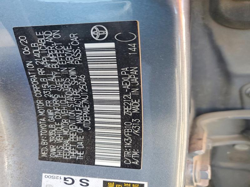 Aukcja sprzedaży 2021 Toyota Corolla, vin: JTDEPMAE7MJ125046, numer aukcji: 68847476