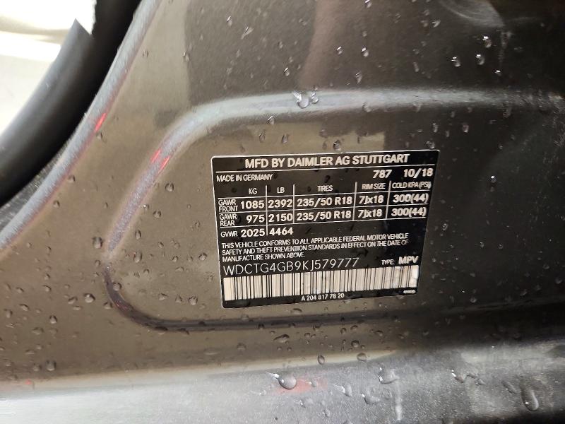68339786 :رقم المزاد ، WDCTG4GB9KJ579777 vin ، 2019 Mercedes-benz Gla مزاد بيع