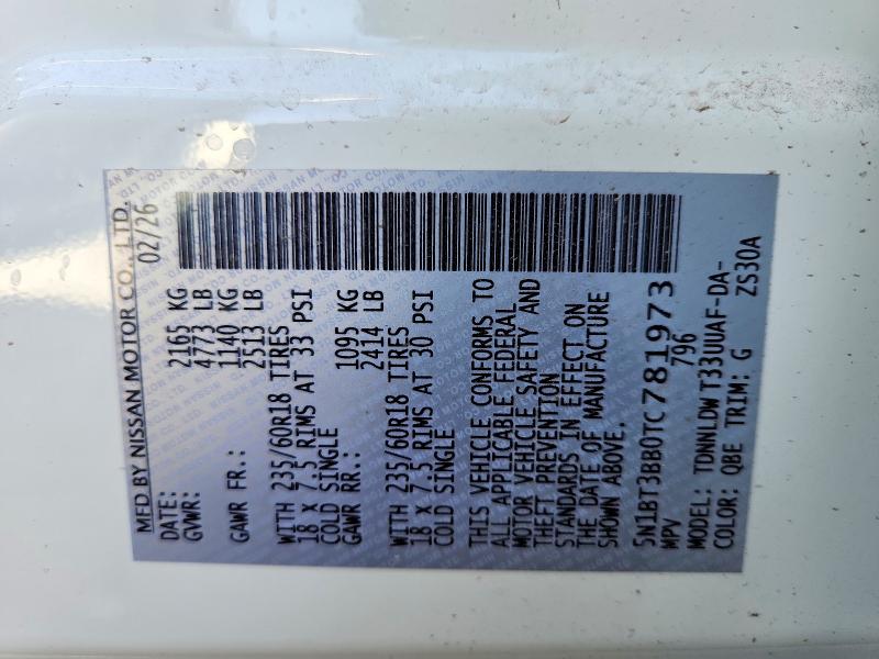 65895216 :رقم المزاد ، 5N1BT3BB0TC781973 vin ، 2026 Nissan Rogue مزاد بيع