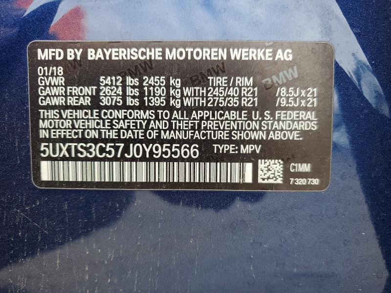 67506186 :رقم المزاد ، 5UXTS3C57J0Y95566 vin ، 2018 Bmw X3 مزاد بيع