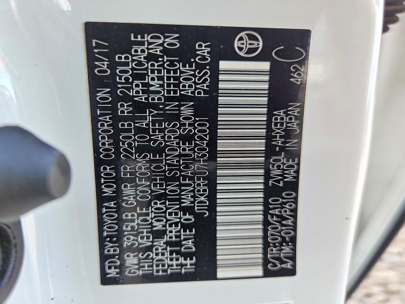 Aukcja sprzedaży 2017 Toyota Prius, vin: JTDKBRFU7H3042001, numer aukcji: 70023116