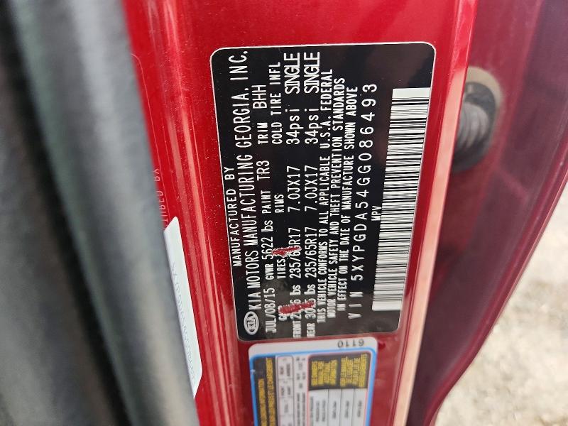 Aukcja sprzedaży 2016 Kia Sorento, vin: 5XYPGDA54GG086493, numer aukcji: 69168116
