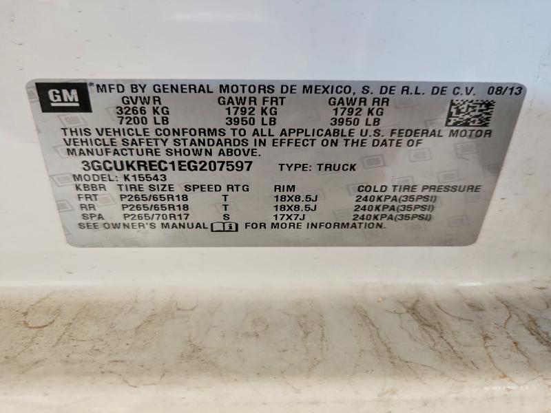 Aukcja sprzedaży 2014 Chevrolet Silverado, vin: 3GCUKREC1EG207597, numer aukcji: 69804036