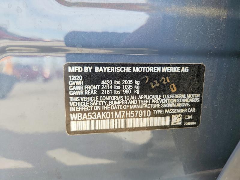 67806446 :رقم المزاد ، WBA53AK01M7H57910 vin ، 2021 Bmw 228i مزاد بيع