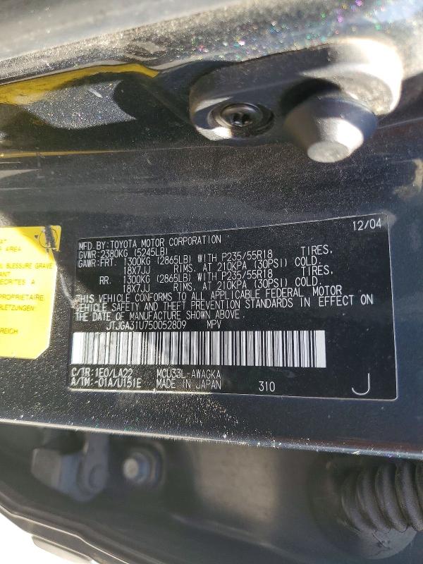 Aukcja sprzedaży 2005 Lexus Rx, vin: JTJGA31U750052809, numer aukcji: 67136326