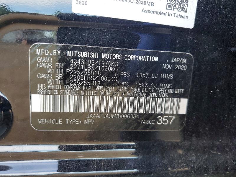 Продаж на аукціоні авто 2021 Mitsubishi Outlander Sport, vin: JA4APUAU6MU006354, номер лоту: 68038266