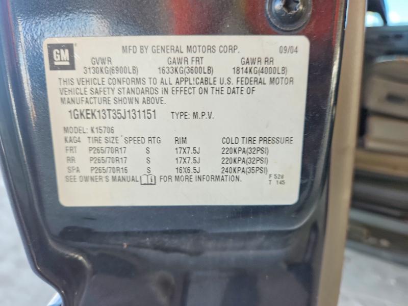 69252276 :رقم المزاد ، 1GKEK13T35J131151 vin ، 2005 Gmc Yukon مزاد بيع