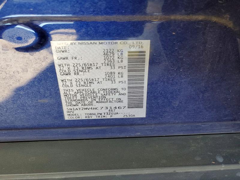 Продаж на аукціоні авто 2017 Nissan Rogue, vin: 5N1AT2MV4HC731467, номер лоту: 71238166