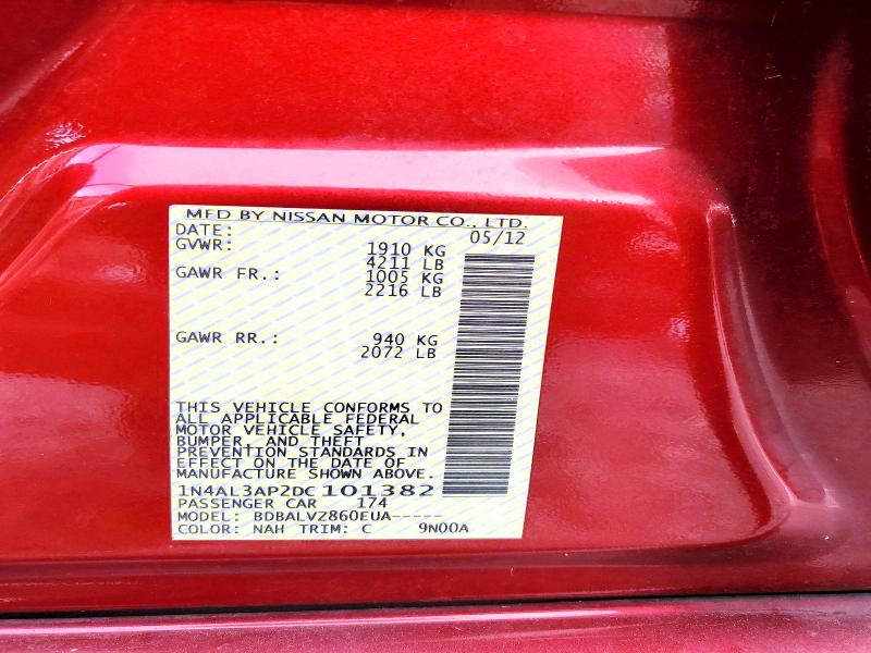 2013 Nissan Altima მანქანა იყიდება აუქციონზე, vin: 1N4AL3AP2DC101382, აუქციონის ნომერი: 66997706