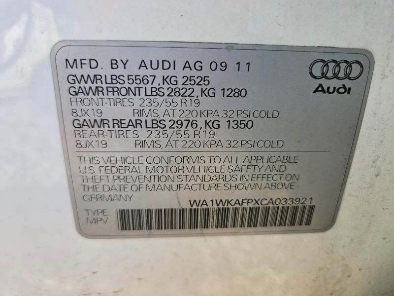 Auction sale of the 2012 Audi Q5, vin: WA1WKAFPXCA033921        , lot number: 68768776