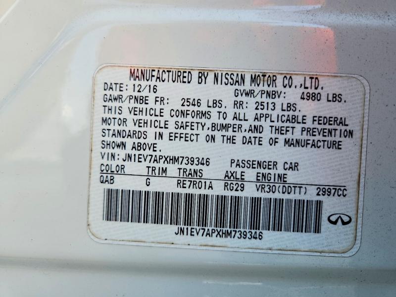 70220206 :رقم المزاد ، JN1EV7APXHM739346 vin ، 2017 Infiniti Q50 مزاد بيع