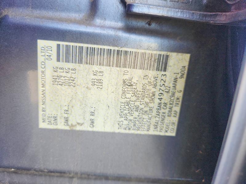 Aukcja sprzedaży 2010 Nissan Altima, vin: 1N4AL2AP8AN497523, numer aukcji: 69687556