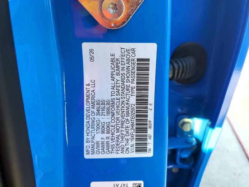 Aukcja sprzedaży 2026 Honda Civic, vin: 19XFL2H84TE025972, numer aukcji: 67616646