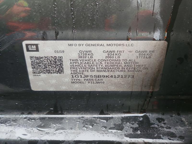 69345046 :رقم المزاد ، 1G1JF5SB9K4121273 vin ، 2019 Chevrolet Sonic مزاد بيع