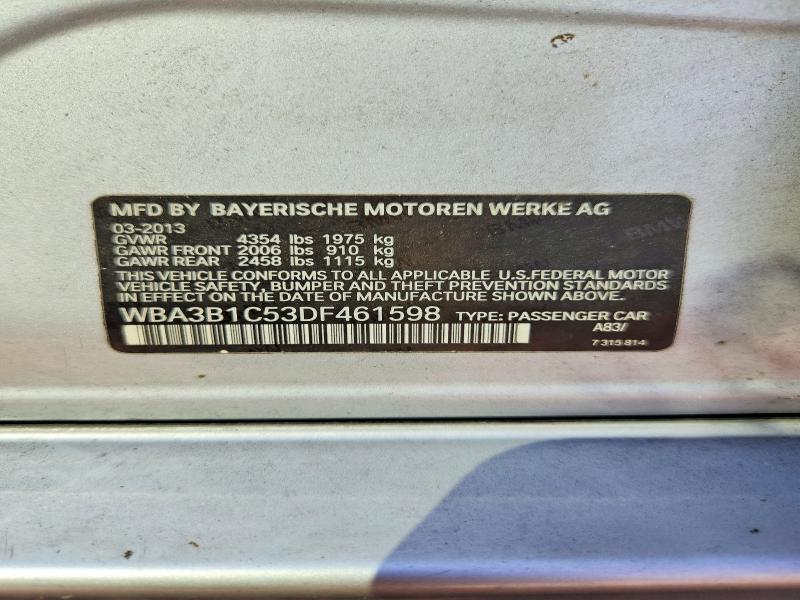2013 Bmw 320 მანქანა იყიდება აუქციონზე, vin: WBA3B1C53DF461598, აუქციონის ნომერი: 67327456
