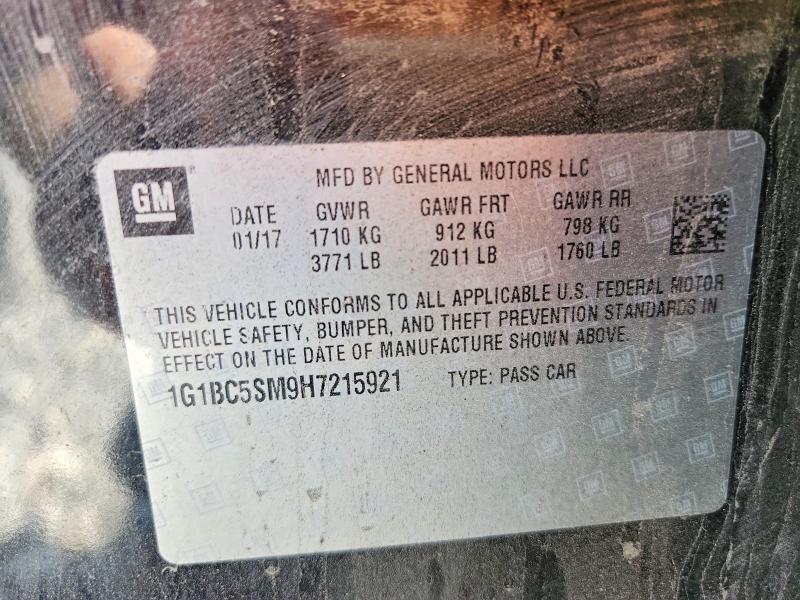 Продаж на аукціоні авто 2017 Chevrolet Cruze, vin: 1G1BC5SM9H7215921, номер лоту: 70613436